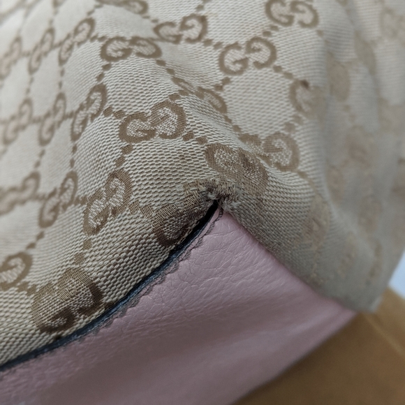 Gucci Web Handle Canvas Tote Pink/Blue - Picture 12 of 15